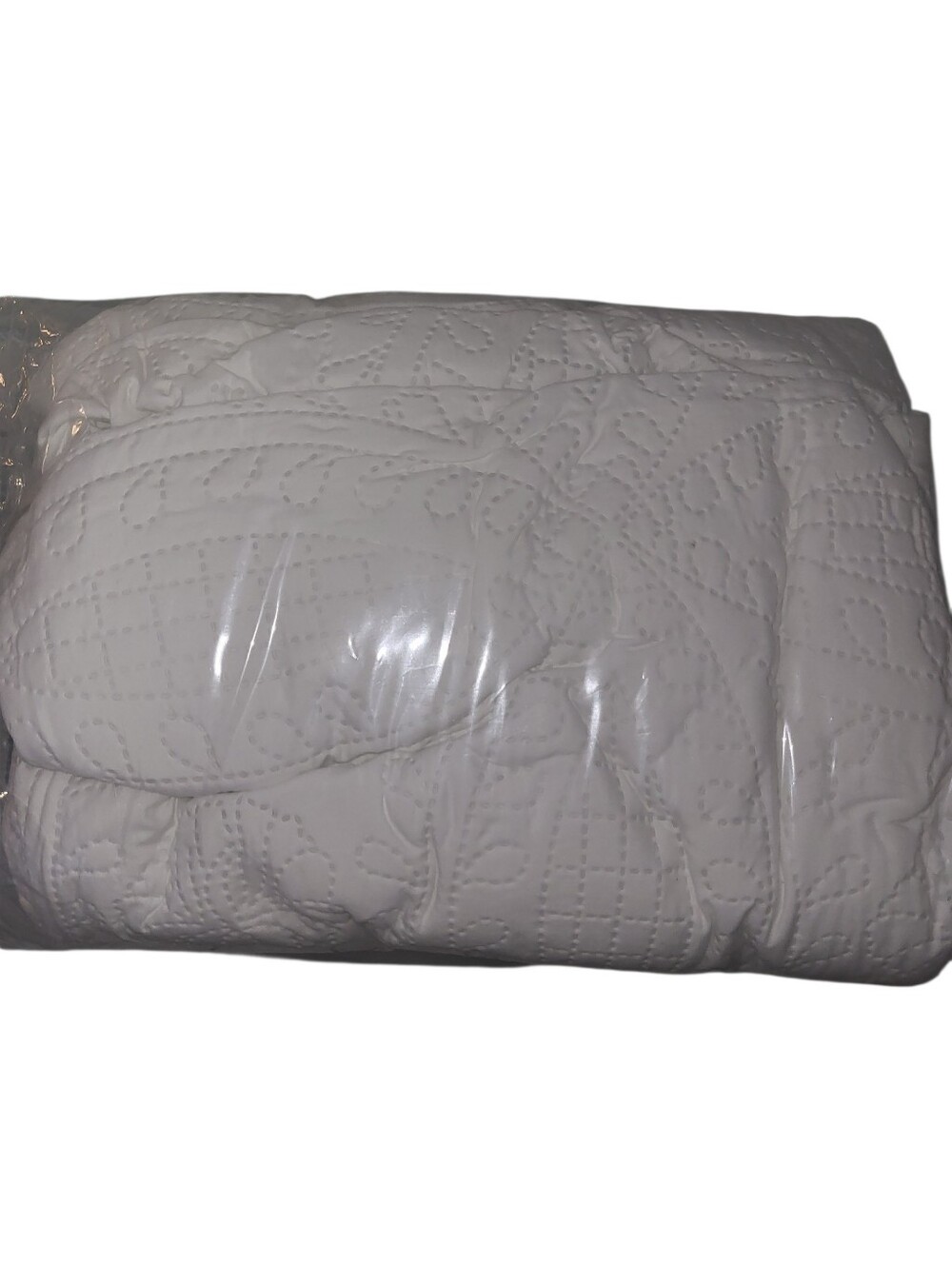 Love's Cabin Quilted Bed Comforter - Soft Stitched Design White sz TWIN